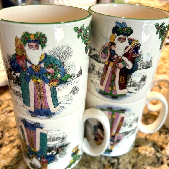 SPODE Collectible British + German Santa‎ Around World Mugs 1st 2nd Series Set 6 - Picture 1 of 14